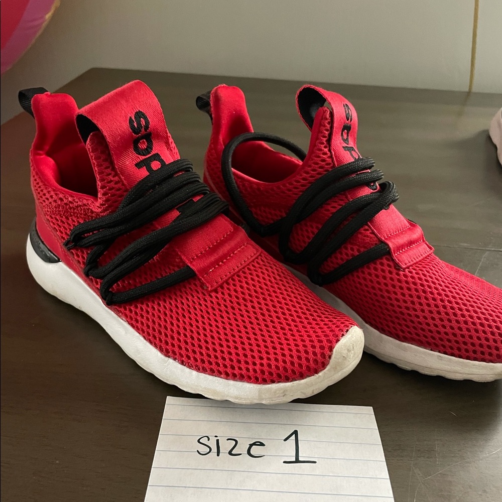 Boys Red and Black Adidas